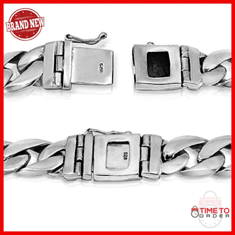 Solid 925 Sterling Silver Link Bracelet For Men, … - image 5
